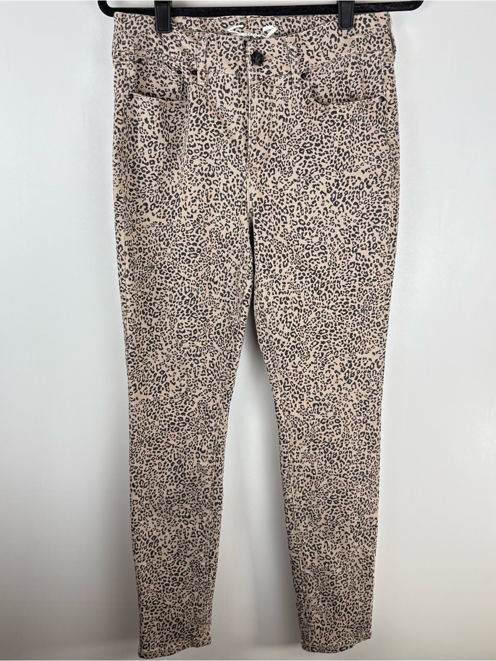 Seven 7 Womens 8 Tummyless High Rise Skinny Jeans Leopard Pants Brown 28” Inseam